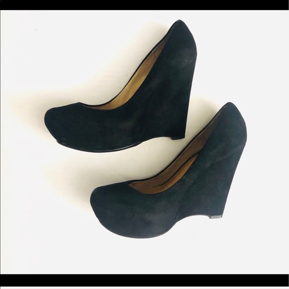 L.A.M.B. Black suede platform wedges - Picture 6 of 8